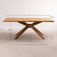 Table à manger en bois massif avec pieds croisés design |   Table à manger rectangulaire moderne, écologique, durable et stable pour usage hôtelier |   8 places