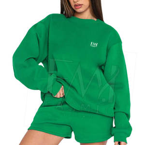 Fasmic International's Casual Sports 100% Conjuntos de chándal de algodón Pantalones cortos de suéter sueltos para invierno Patrón sólido - Product Image 5