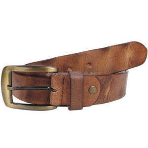 Cinturón informal de cuero a la moda para hombre de diseñador pintado a mano marrón tostado más vendido, cinturones y accesorios de cuero hechos a medida, precio bajo - Product Image 1