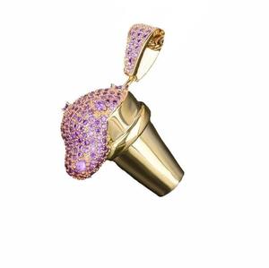 จี้เพชรโมอิสซาไนต์ VVS สุดฮิต ดีไซน์ทรงถ้วยเคลือบทองคำขาว 925 แบบฮิปฮอป ราคาประหยัด - Product Image 1