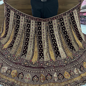 Premium Velvet Bridal Lehenga Heavy Jarkan Mirror Work Rajwadi Double-Can Doble-Dupatta Long Work Choli Modern para invierno - Product Image 5