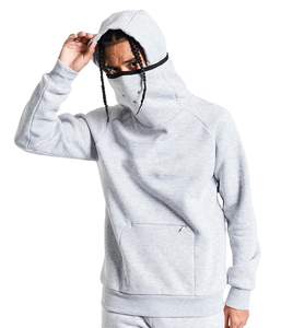 High Quality <b>Conceal</b> Fastener Pocket Customized Logo Raglan Sleeves Sweatshirt Face Cover Masked Hoodies - Product Image 1