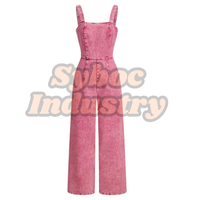 Combinaison Salopette en Jean Rose Vintage Chic pour Femme – Idéale Vacances d'Été, Délavage Acide Léger