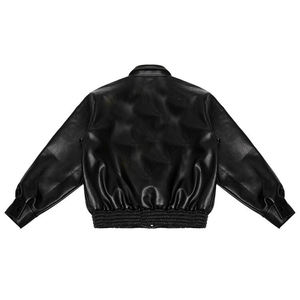 Bordado Logo de cuero de béisbol de bombardero de cuero Varsity chaqueta para los hombres - Product Image 5