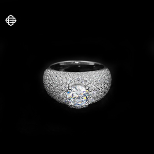 Luxe Hip Hop Moissanite Glacé Bague de Fiançailles Argent Sterling Plaqué Or IGI Certifié Diamant Déclaration Bling Bague pour Homme - Product Image 4