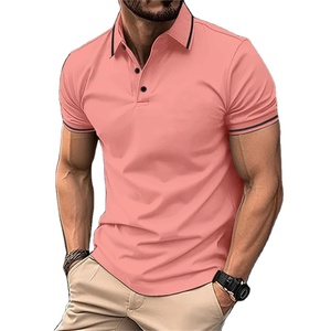 Confortable été nouveaux hommes mode revers bouton Polo à manches courtes décontracté Slim -fit chemise vêtements - Product Image 1