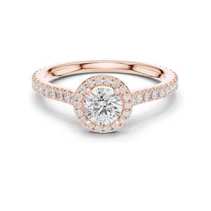 0.98 CT Round Brilliant Lab Diamond Halo <b>Ring</b> for Women VVS-VS EF Clarity 18KT, 14KT, 10KT Gold & 925 <b>Silver</b> Rose, - Product Image 3