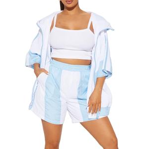 Nouvel ensemble deux pièces tendance pour femme : veste coupe-vent zippée à capuche et short assorti 2026 - Product Image 2