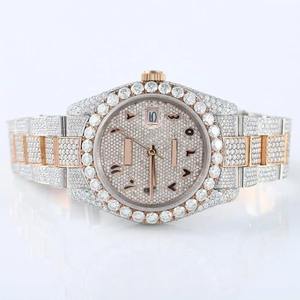 นาฬิกาควอทซ์สไตล์ฮิปฮอปทำจากสแตนเลสหรูหราทรงเพชรโมอิสซานไนต์ฟังก์ชั่นการแสดงวันที่แบบอะนาล็อกเย็น - Product Image 1