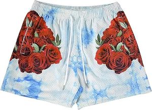 กางเกงขาสั้นผู้ชายลายกราฟิกผ้าตาข่าย สไตล์ลำลอง สตรีทแวร์ สำหรับฤดูร้อน วิ่ง บาสเก็ตบอล - Product Image 5