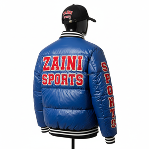 Chaqueta acolchada de mujer de calidad superior 380 GSM Material de nailon brillante diseño acolchado azul chaqueta acolchada con logotipo de parche personalizado para mujer - Product Image 5