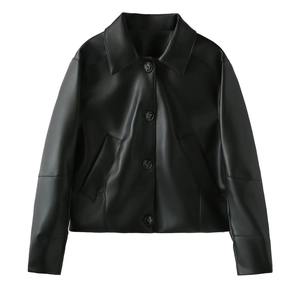 Vestes en cuir grande taille pour femmes, manteaux d'extérieur, bombardier style midweight pour l'hiver, vêtements décontractés de fête et de travail, veste de voyage et d'extérieur - Product Image 1