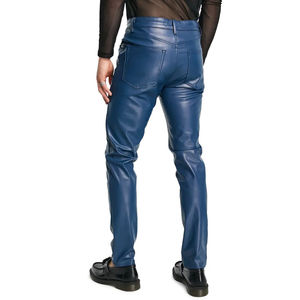 Nouveau Style 2025 Logo personnalisé complet hommes pantalon en cuir meilleure vente tenue décontracté couleur unie hommes pantalon en cuir - Product Image 5