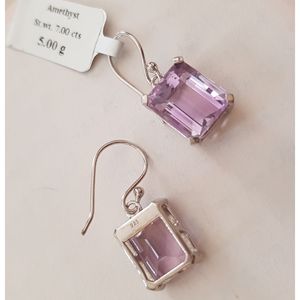Shah Gems Women's Natural Pink Amethyst 925 Sterling <b>Silver</b> Crystal <b>Earrings</b> - Product Image 3