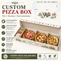 Boîtes à pizza en carton ondulé imprimées recyclables, matériaux recyclés écologiques, emballage alimentaire UV, logo couleur personnalisé avec poignée