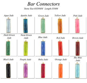 Venta caliente al por mayor de joyería en forma de barra de jade rojo DIY conectores de fabricación de fianza única conectores de Suministro de ajuste de bisel chapado en oro - Product Image 2