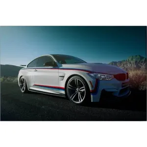 Fida White BMW M4 avec bandes M, impression sur toile ciel turquoise - Product Image 6