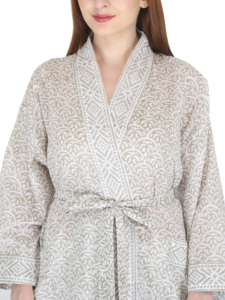 100% algodón hecho a mano mujer Kimono bata larga Bohemia Hippie Albornoz Floral impreso vestido estilo diario étnico transpirable espalda - Product Image 3