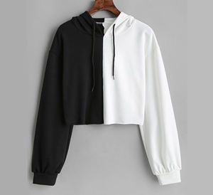 Sudadera con capucha corta de algodón con logotipo personalizado directo de fábrica para mujer, jersey de bloque de Color bonito, sudadera de punto con estampado de verano de tamaño libre - Product Image 5