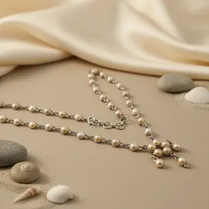 Collar de Perlas Plateadas para Mujer, Joyería de Moda, Regalo, Elegantes Collares de Perlas - Product Image 3