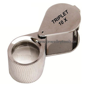 Loupe de bijoutier 21 mm 10X, loupe hexagonale chromée à triple lentille pour l'inspection des bijoux - Product Image 2