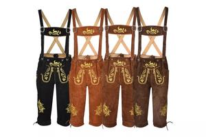 Pantalones Cortos de Cuero Alemán de Alta Calidad para Hombre, Traje Bávaro para el Oktoberfest, Color Marrón Antiguo, 100% Gamuza de Vaca Genuina - Product Image 2