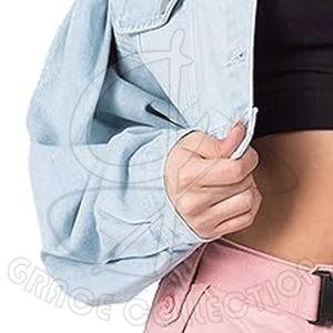 In New Arrival Casual <b>Women</b> Cropped Denim <b>Jean</b> Jackets <b>For</b> Custom Color Fitted Stretchy With Pockets - Product Image 4