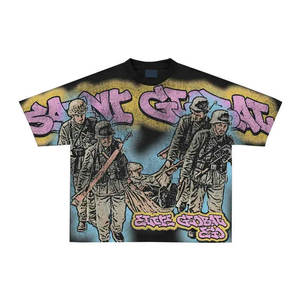 Boxy T-shirt Custom Logo 300 GSM Streetwear Boxy Tee T Shirt Heavyweight <b>Cropped</b> <b>Top</b> T Shirt Boxy Style Boxy Fit T-Shirt - Product Image 1