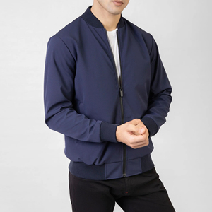 Veste bomber décontractée pour homme, col montant, légère, manches longues, fermeture éclair, chaude pour l'hiver, service OEM, logo personnalisé sur le devant - Product Image 3