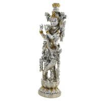 Statue de Krishna en acier inoxydable faite à la main, finition antique traditionnelle, pour améliorer la sérénité, la dévotion, l'énergie positive, décoration de la maison, anniversaire