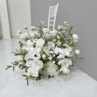 GNW Champagne et Arrangement floral de mariage vert armée Rangée de fleurs artificielles pour décor de coin de scène de table
