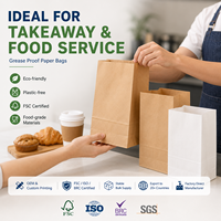 Sac en papier premium pour la livraison de burgers et sandwichs, à fond plat renforcé, autoportant, sûr et résistant à l'huile, pour plats à emporter