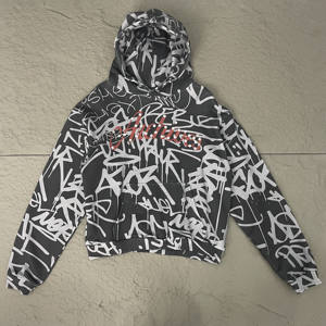 Sweat à capuche d'hiver personnalisé 100% coton 500 GSM pour homme, imprimé intégral avec strass, lourd, surdimensionné, streetwear - Product Image 1