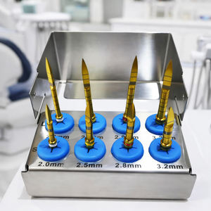 Kit de Fresas Eléctricas para Guía Quirúrgica Dental, 8 Piezas, Acero Inoxidable, Fresas Piloto Doradas para Implantes, Fresas Largas/Cortas, Instrumento de Implantología - Product Image 1