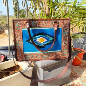 LW Real Handmade Tooled Aztec Leather <b>Tote</b> Bags Women Stylish Shopping Bag Elegant Vintage Style Perfect Accessory Leather Bags - Product Image 1