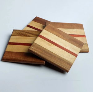 Sous-verres en bois carrés de qualité supérieure Tapis de boisson décoratifs en bois naturel Coffret cadeau parfait au prix de gros - Product Image 4