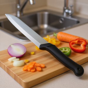 Cuchillo de Cocina CASA de Acero Inoxidable Negro y Cromado BV90042, Hoja Santoku de 18 cm - Product Image 3