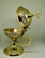 Brûleur d'encensoir en laiton grec byzantin chrétien orthodoxe et porte-encens diffuseur d'aromathérapie pour usage religieux
