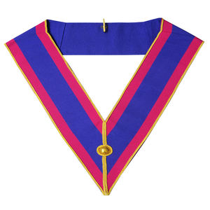 Collier maçonnique personnalisé, rectangulaire, vintage, multicolores, en ruban, pour les francs-maçons, fabriqué en ruban/tresse/bouton en laiton - Product Image 1