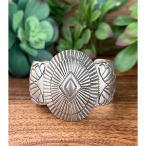 Dexter Martinez Old Pawn Sterling <b>Silver</b> Concho <b>Cuff</b> <b>Bracelet</b> Fashionable Accessory - Product Image 1