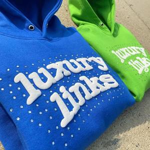 Sweat à capuche à fermeture éclair sur le devant avec logo personnalisé pour hommes, streetwear d'hiver en coton éponge française. - Product Image 2