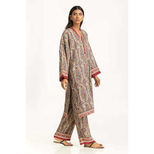 Ensemble coordonné imprimé en viscose style bohème IPST-55074 en tissu crêpe sans col - Product Image 2