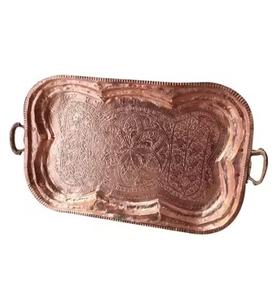 Plateaux de service en cuivre de la meilleure qualité, artisanat indien en métal, plateaux de service décoratifs en cuivre pour la maison, les hôtels et les restaurants - Product Image 5