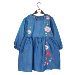 ชุดเดรสยีนส์ปักลายสำหรับเด็กผู้หญิง - สีฟ้า - Product Image 1