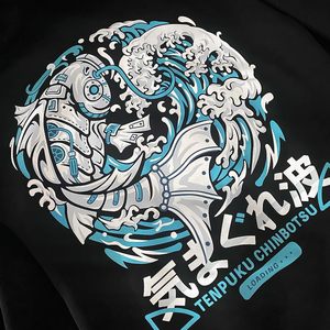 Sweat à capuche graphique style japonais pour hommes conçu imprimé au Canada polaire à l'intérieur 65% polyester 35% coton - Product Image 4