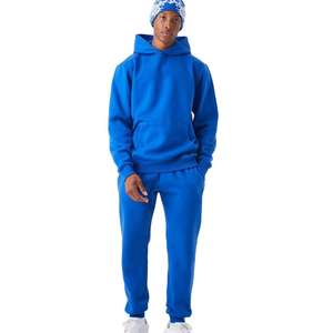 Survêtement en molleton unisexe en coton épais pour homme, survêtement décontracté avec logo personnalisé, ensemble sweat-shirt et jogging uni pour homme - Product Image 1