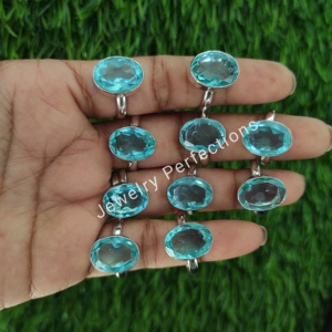 แหวนคริสตัลอความารีนหรูหราจากโรงงานขายส่งของขวัญงานหมั้นของผู้หญิงของขวัญแฟชั่นเงินสเตอร์ลิงสำหรับงานแต่งงานทองเหลือง - Product Image 2