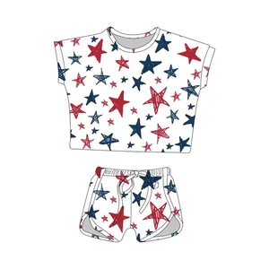 Girls Boutique Clothing Sets Crew Neck Elastic Shorts Children Suit 2 Years Kids Summer July 4th Outfits Female
