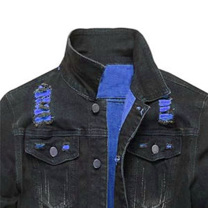 Nuevo fabricante de estilo de socorro personalizado y venta al por mayor más nuevo diseño Denim Blue Jeans Jacket Coat para hombres - Product Image 3