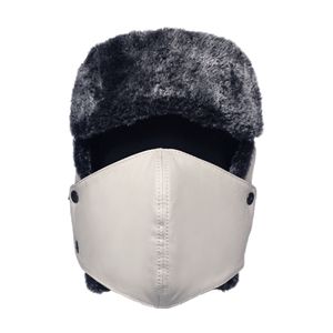 Shark Anatolia Canvas Winter Trapper for <b>Hat</b> Removable Face Mask Ear Cap 100% Cotton Breathable Wind Protection Light Beige - Product Image 2